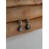 925 Sterling Silver Abalone & Marcasite Earrings Length 0.60 Inch