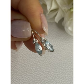 925 Sterling Silver Blue Topaz & Beryl Earrings Length0.80 Inch