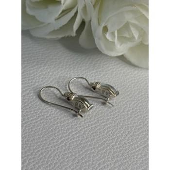 925 Sterling Silver Blue Topaz & Beryl Earrings Length0.80 Inch