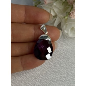 925 Sterling Silver Amethyst Pendant Length 1.40 Inch