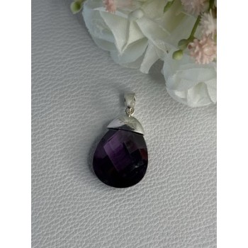 925 Sterling Silver Amethyst Pendant Length 1.40 Inch