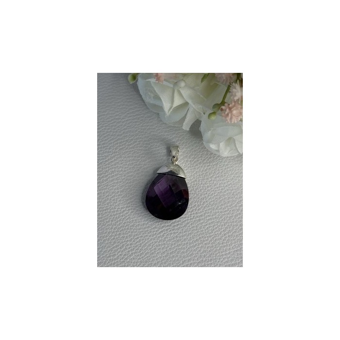 925 Sterling Silver Amethyst Pendant Length 1.40 Inch