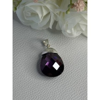 925 Sterling Silver Amethyst Pendant Length 1.40 Inch