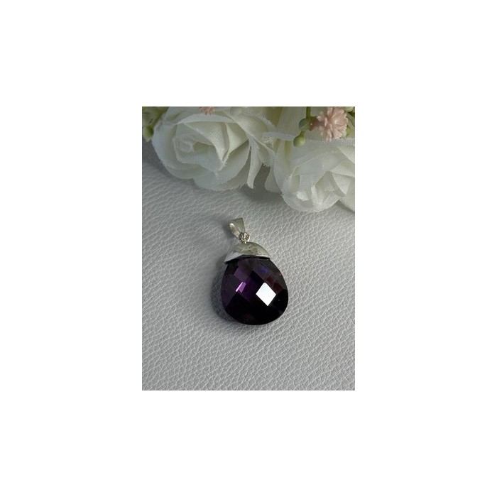 925 Sterling Silver Amethyst Pendant Length 1.40 Inch