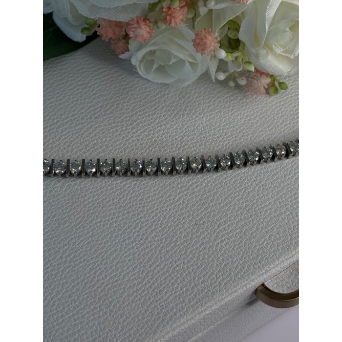 Beautiful 925 Sterling Silver CZ Bracelet Length 7.5 Inch