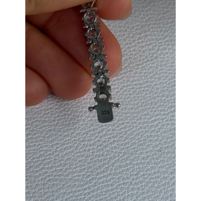 Beautiful 925 Sterling Silver CZ Bracelet Length 7.5 Inch