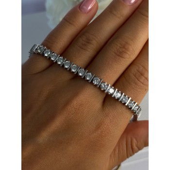 Beautiful 925 Sterling Silver CZ Bracelet Length 7.5 Inch