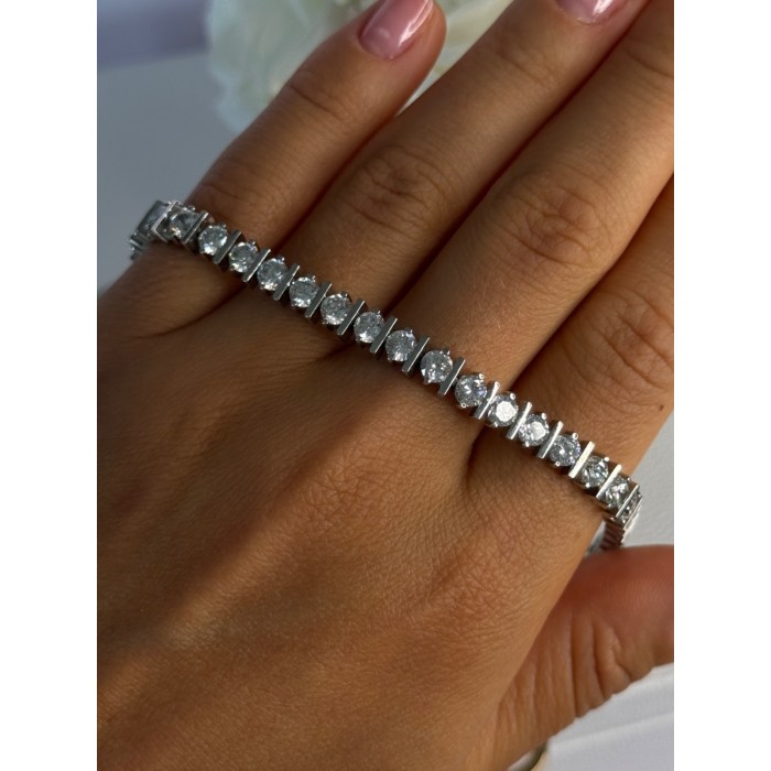 Beautiful 925 Sterling Silver CZ Bracelet Length 7.5 Inch
