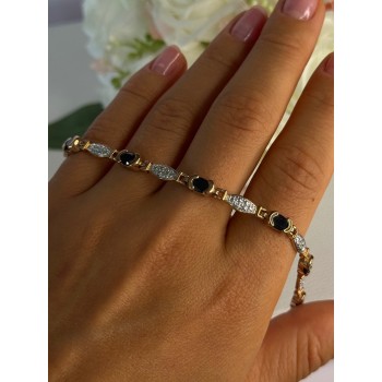 925 Sterling Silver Gold Plated Sapphire Bracelet Length 7.5 Inch