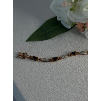 925 Sterling Silver Gold Plated Sapphire Bracelet Length 7.5 Inch