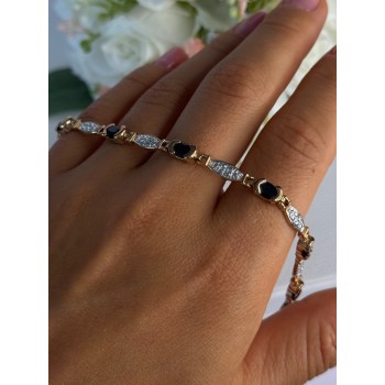 925 Sterling Silver Gold Plated Sapphire Bracelet Length 7.5 Inch