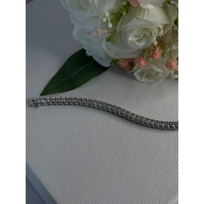 Elegant 925 Sterling Silver CZ Bracelet Length 7.5 Inch