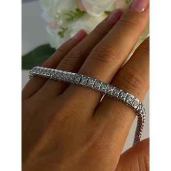 Elegant 925 Sterling Silver CZ Bracelet Length 7.5 Inch