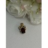 10K YELLOW GOLD GARNET & DIAMOND PENDANT LENGTH 0.65 INCH