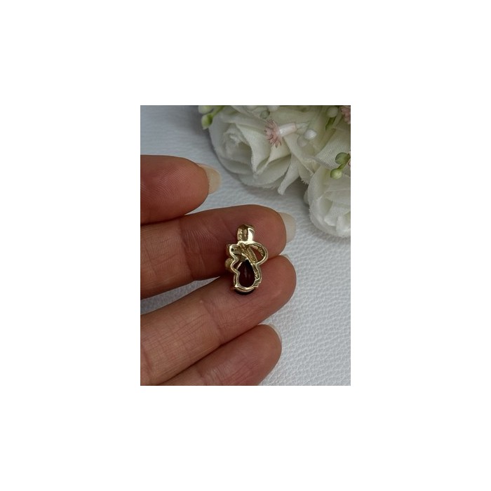 10K YELLOW GOLD GARNET & DIAMOND PENDANT LENGTH 0.65 INCH