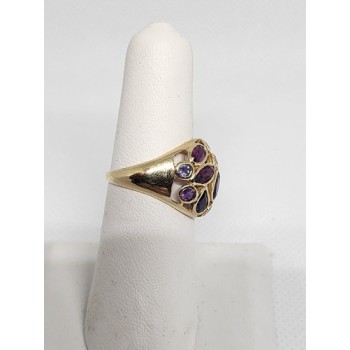 10K YELLOW GOLD & TOURMALINE RING  SIZE 5.5