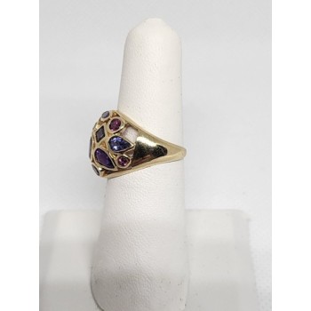 10K YELLOW GOLD & TOURMALINE RING  SIZE 5.5