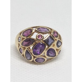 10K YELLOW GOLD & TOURMALINE RING  SIZE 5.5