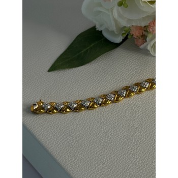 Charming 925 Sterling Silver Gold Plated Bracelet Length 7.5 Inch