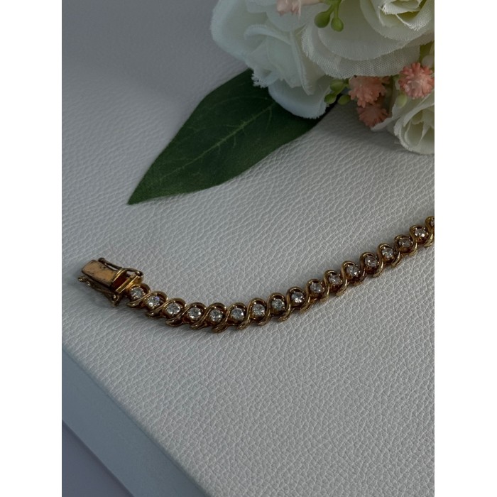 Fas 925 Sterling Silver Gold Plated CZ Bracelet Length 8.5 Inch