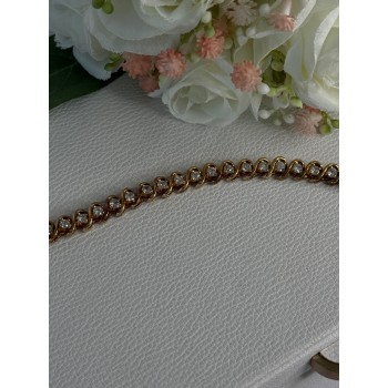 Fas 925 Sterling Silver Gold Plated CZ Bracelet Length 8.5 Inch