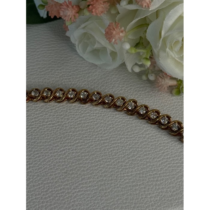 Fas 925 Sterling Silver Gold Plated CZ Bracelet Length 8.5 Inch