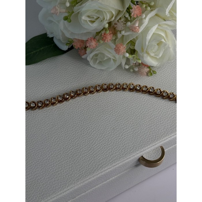 Fas 925 Sterling Silver Gold Plated CZ Bracelet Length 8.5 Inch