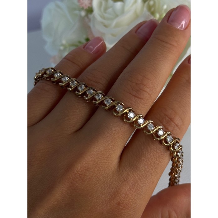 Fas 925 Sterling Silver Gold Plated CZ Bracelet Length 8.5 Inch