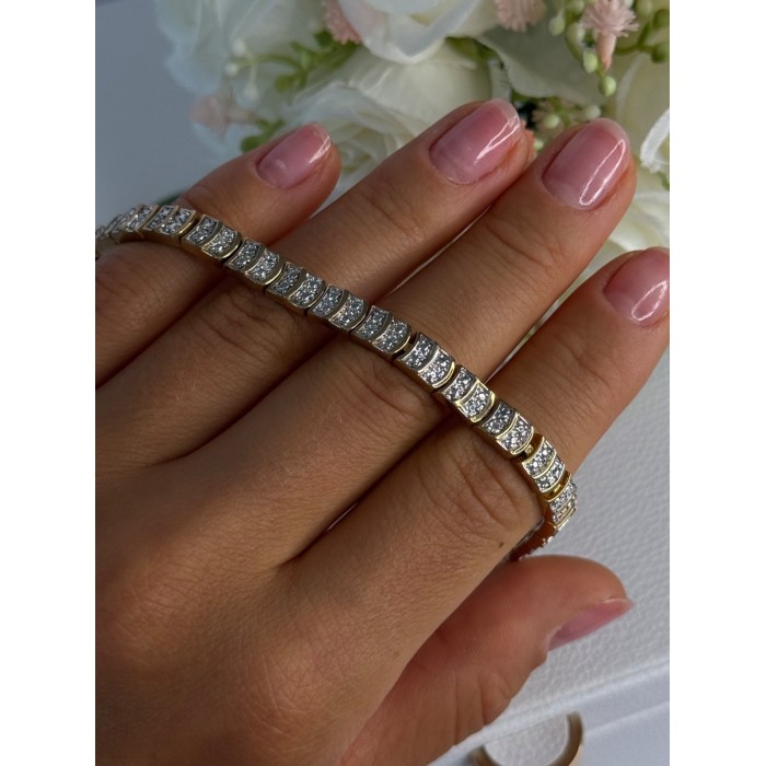 Charming 925 Sterling Silver Gold Plated Bracelet Length 8 Inch