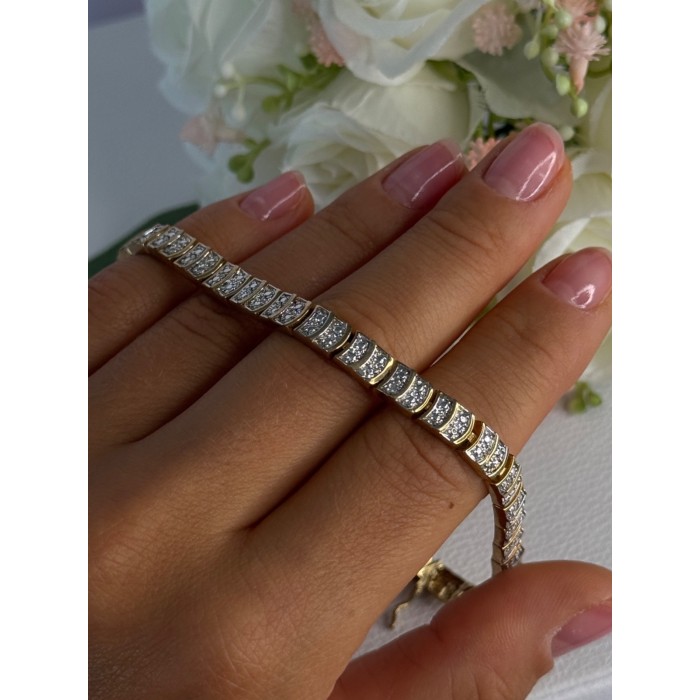 Charming 925 Sterling Silver Gold Plated Bracelet Length 8 Inch