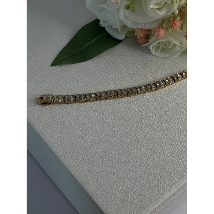 Charming 925 Sterling Silver Gold Plated Bracelet Length 8 Inch