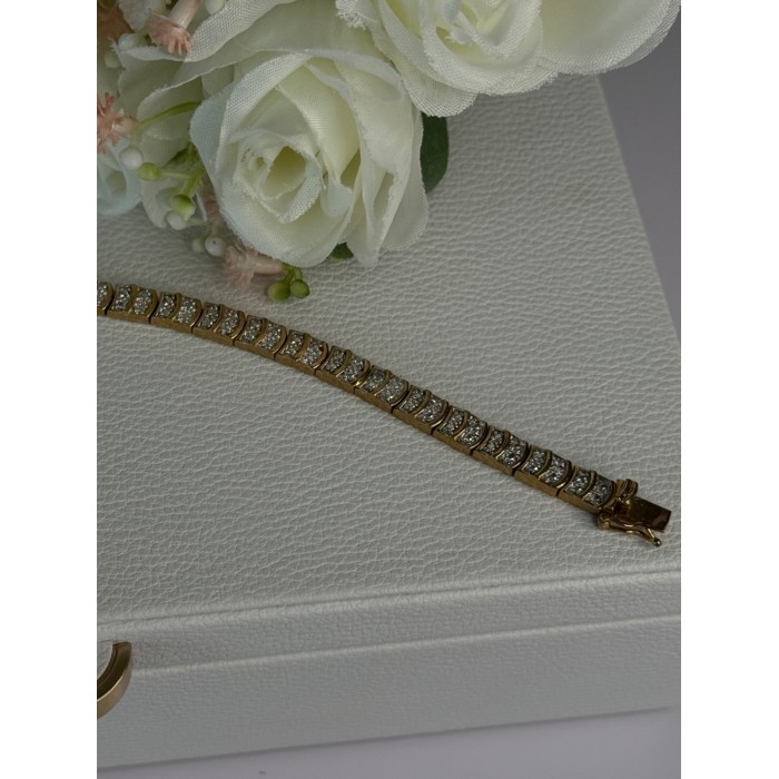 Charming 925 Sterling Silver Gold Plated Bracelet Length 8 Inch