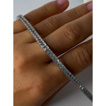 Elegant 925 Sterling Silver CZ Bracelet Length 8 Inch
