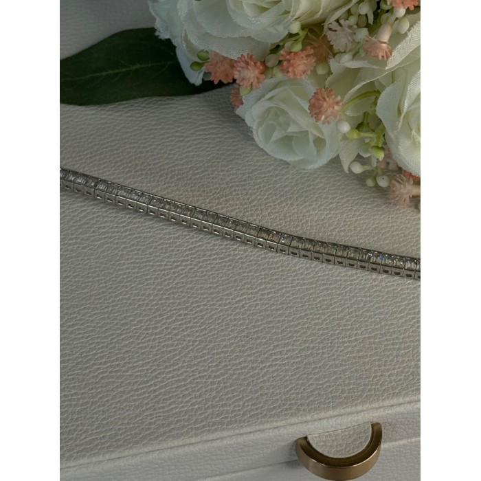 Elegant 925 Sterling Silver CZ Bracelet Length 8 Inch