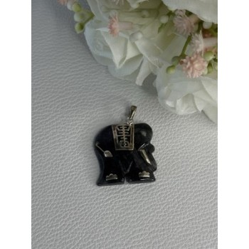 925 Sterling Silver Jade Elephant Pendant Length 1.20 Inch