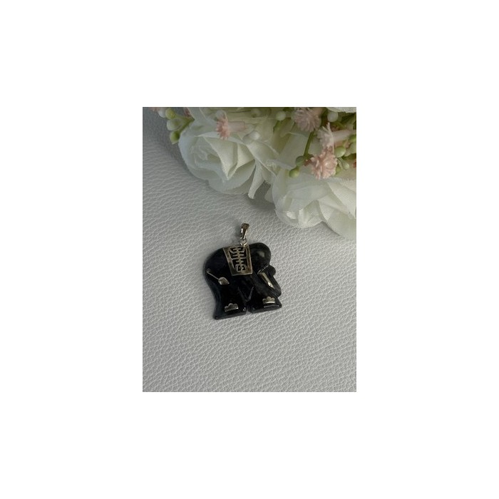 925 Sterling Silver Jade Elephant Pendant Length 1.20 Inch