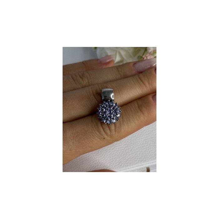 925 Sterling Silver Tanzanite Flower Pendant Length 0.85 Inch