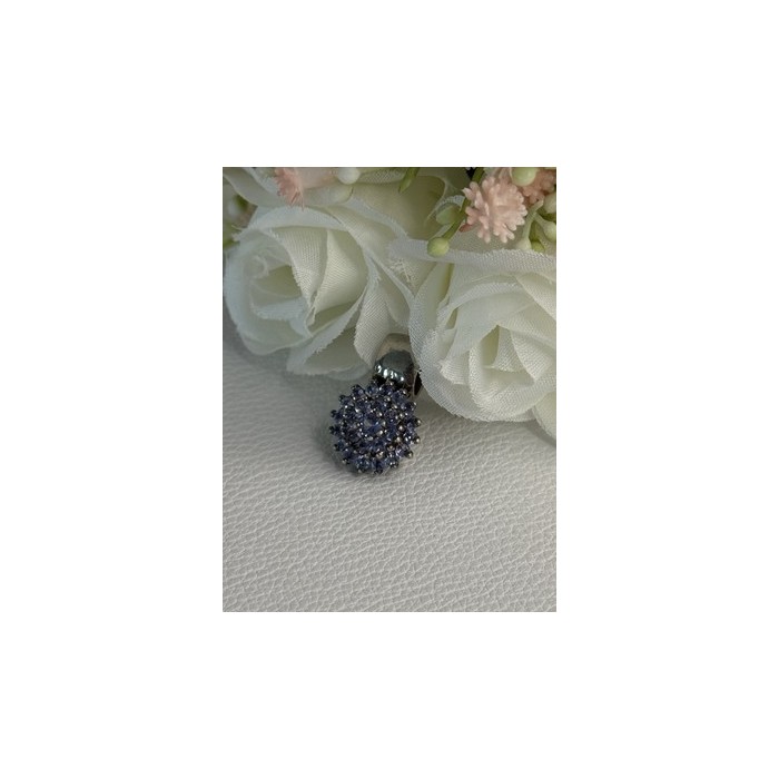 925 Sterling Silver Tanzanite Flower Pendant Length 0.85 Inch