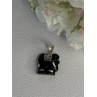 925 Sterling Silver Onyx Elephant Pendant Length 1.10 Inch