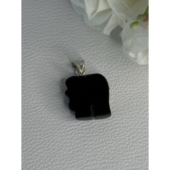 925 Sterling Silver Onyx Elephant Pendant Length 1.10 Inch