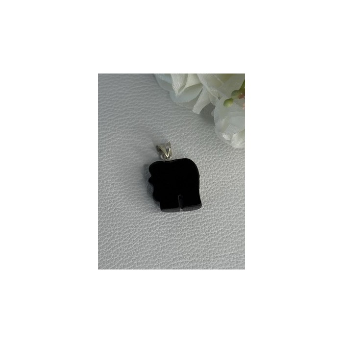 925 Sterling Silver Onyx Elephant Pendant Length 1.10 Inch