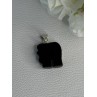 925 Sterling Silver Onyx Elephant Pendant Length 1.10 Inch