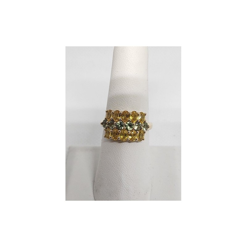 10K YELLOW GOLD CITRINE & AQUAMARINE RING  SIZE 6