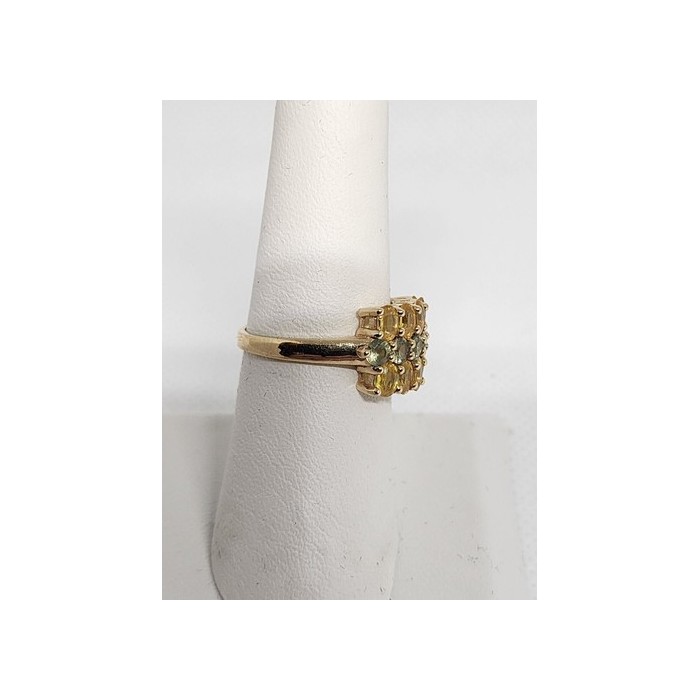 10K YELLOW GOLD CITRINE & AQUAMARINE RING  SIZE 6