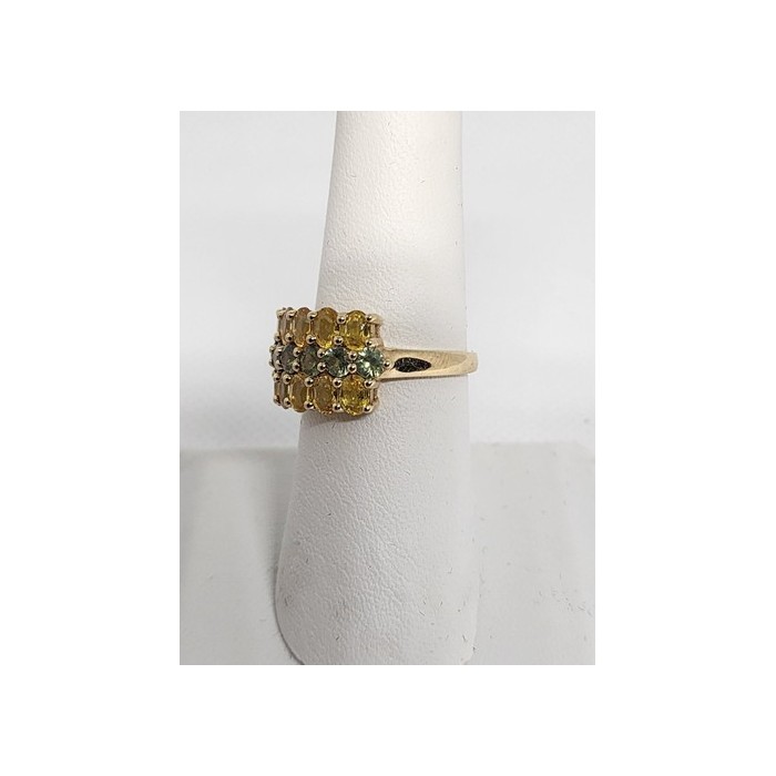 10K YELLOW GOLD CITRINE & AQUAMARINE RING  SIZE 6