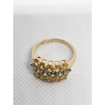 10K YELLOW GOLD CITRINE & AQUAMARINE RING  SIZE 6