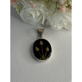 925 Sterling Silver Real Pressed Flower Pendant Length 1.70 Inch