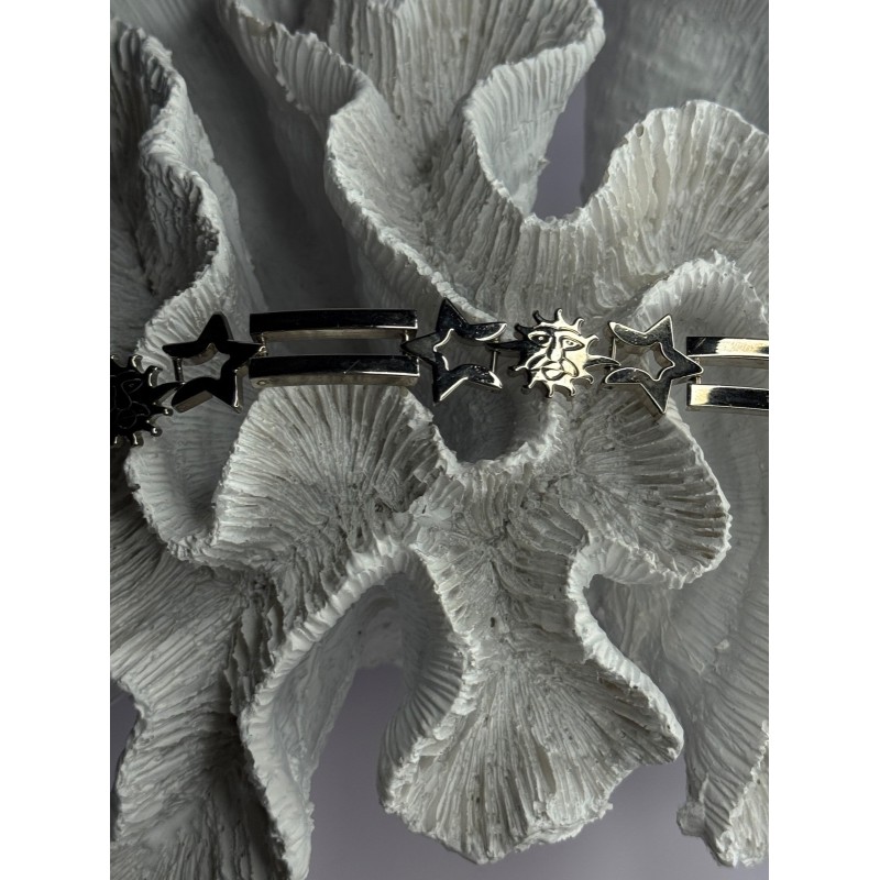 Vintage 925 Sterling Silver Sun Face Bracelet Length 8