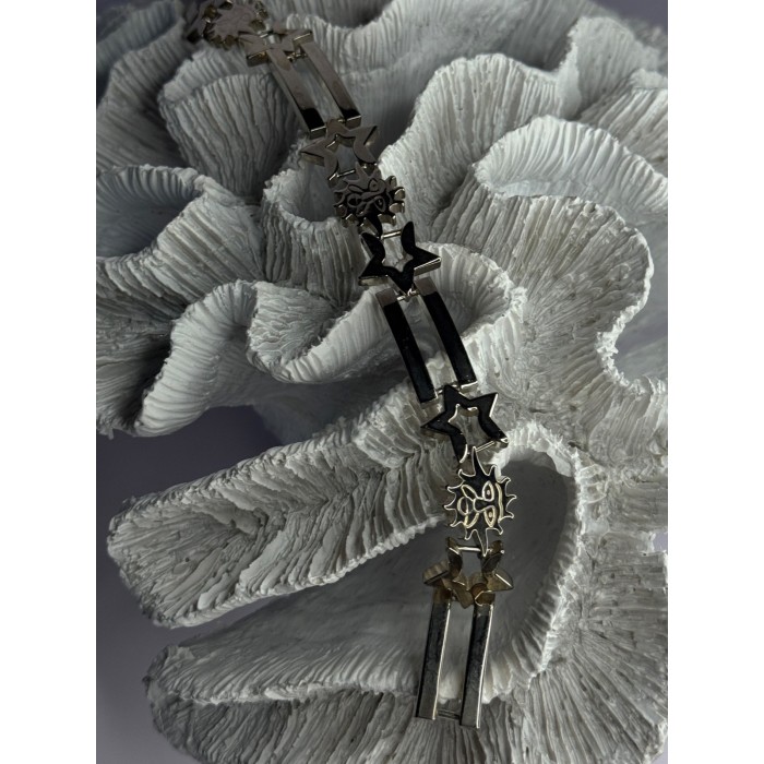 Vintage 925 Sterling Silver Sun Face Bracelet Length 8