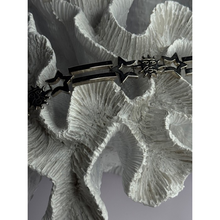 Vintage 925 Sterling Silver Sun Face Bracelet Length 8